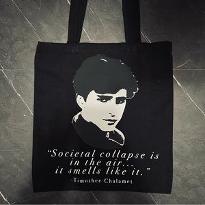 Timothee Chalamet “Societal Collapse” tote bag
